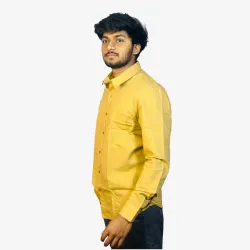Men's Mustard Yellow Cotton Shirt – Full Sleeve Classic Fit Casual Button-Down Shirt
